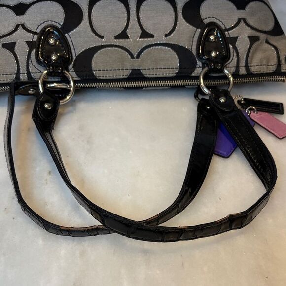 Coach Signature Poppy Lurex Vintage Large Tote Shoulder Bag - HTF - Picture 13 of 16